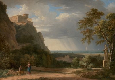 Classical Landscape with Figures and Sculpture by Pierre Henri de Valenciennes